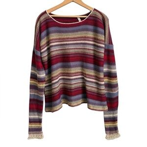 Parker Blue Cashmere Striped Knit Sweater Multicolor
